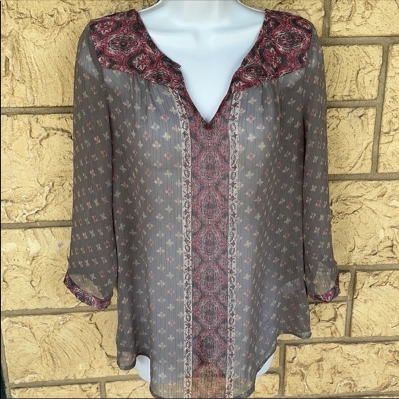 sheer blouse Gray & Pink Cover up Sheer Size Small good for beach Vacation - Picture 2 of 8